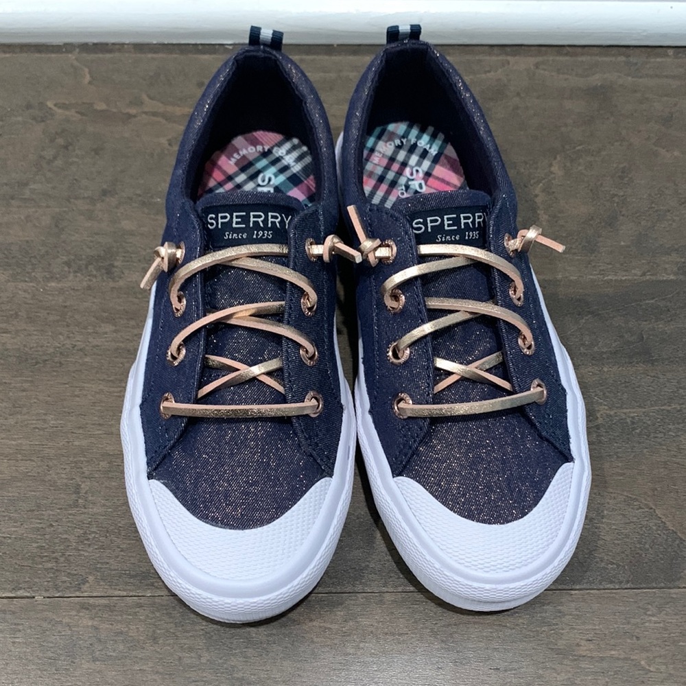 Sperry Pier Wave Navy/Rose Gold Girls Size 13m